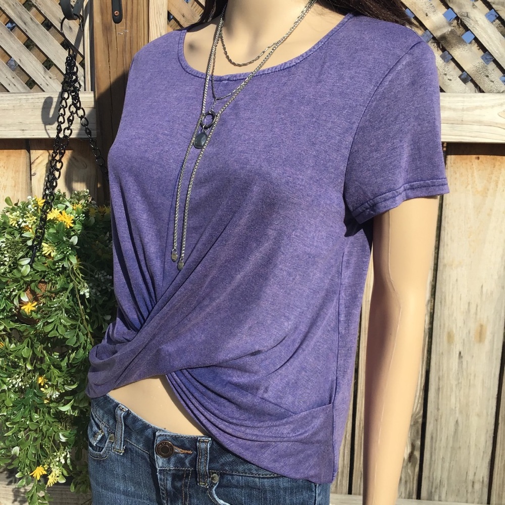 PURPLE TEE SHIRT SOFT TOP FRONT CRISS CROSS - Picture 6 of 13